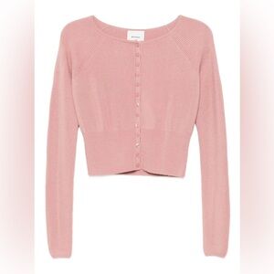 Reformation Blush Pink Ribbed Button-Up Cardigan